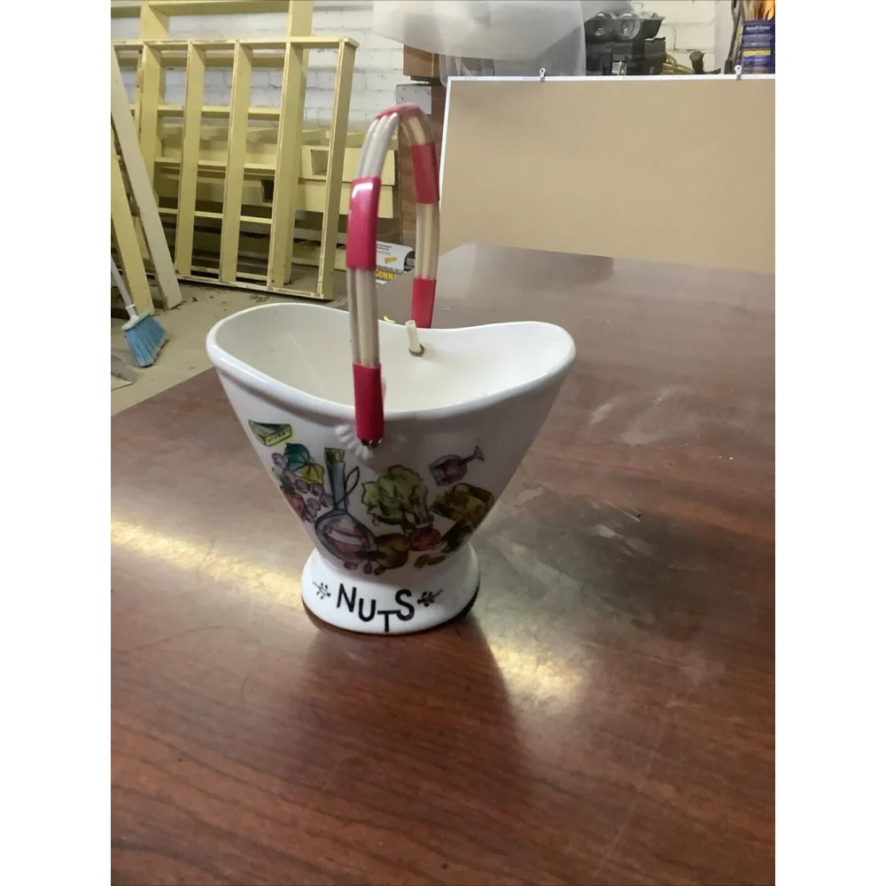 vintage chips, snack, & Nuts porclean baskets with handles